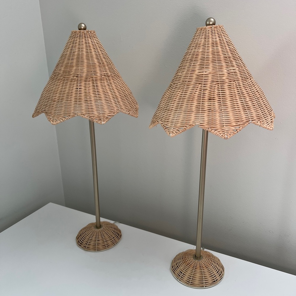 Pair of Lillian August Wicker Lamps